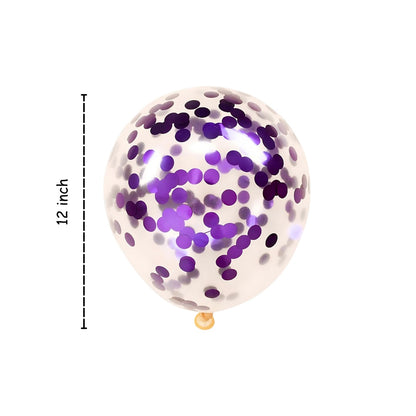 Transparent Balloons with Purple Confetti 12" - 5PC