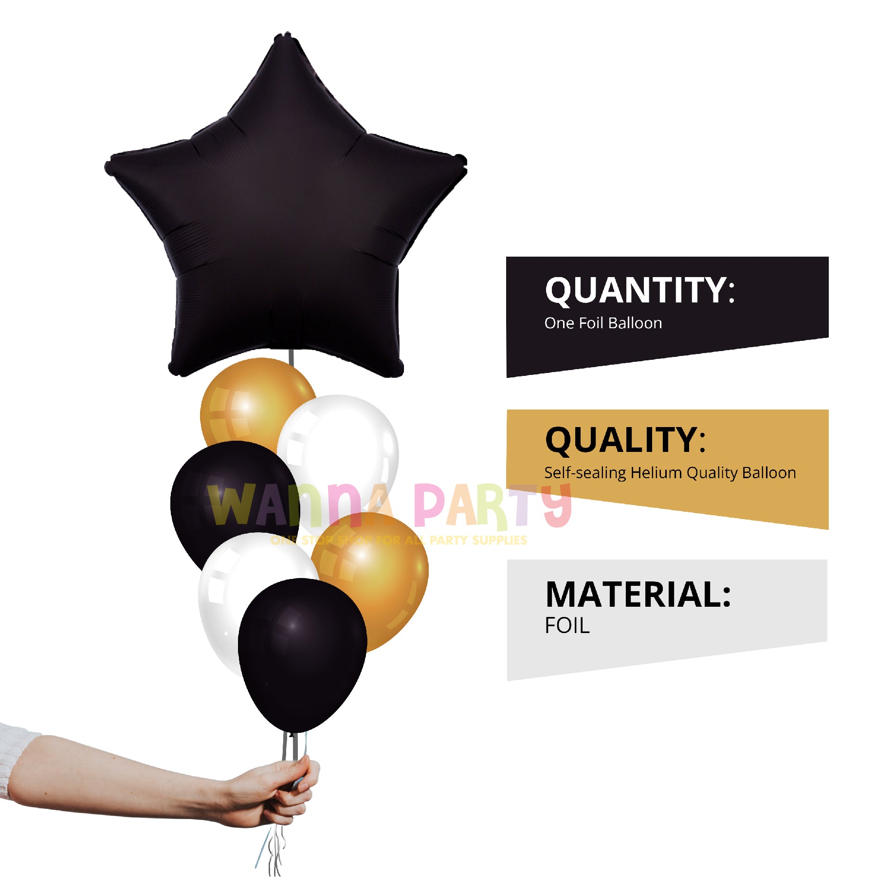 Black Star Foil Balloon 18"