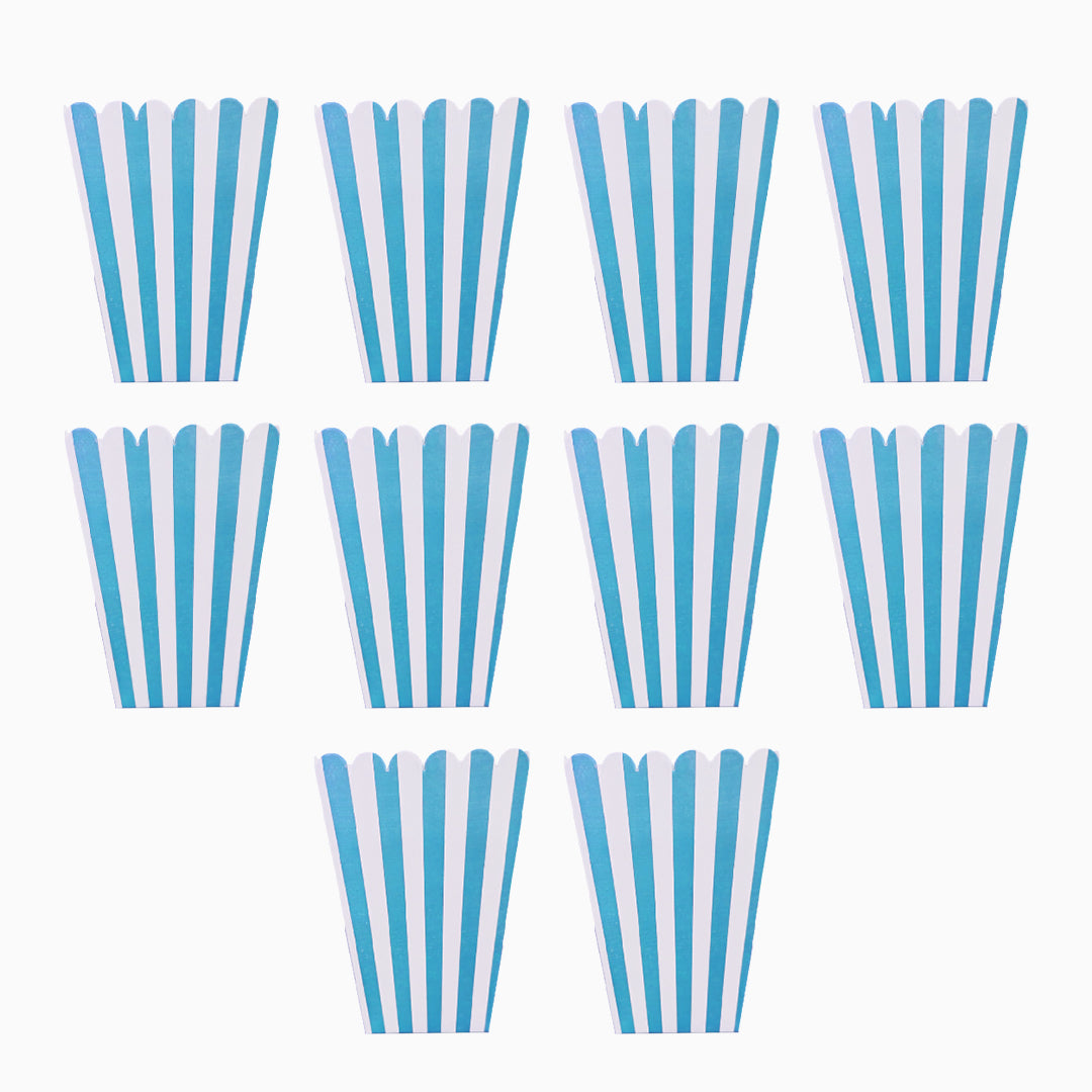 Striped Popcorn Holders Blue - 10PC
