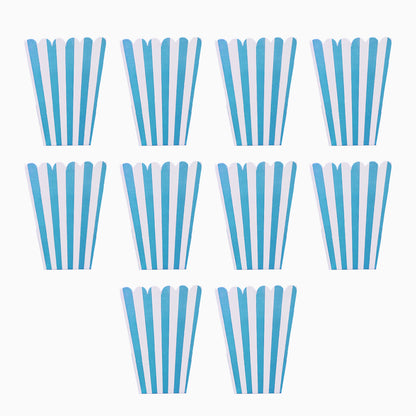 Striped Popcorn Holders Blue - 10PC