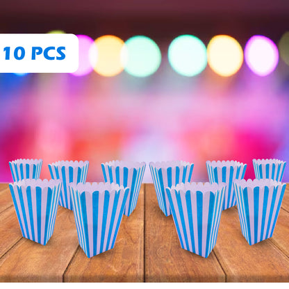 Striped Popcorn Holders Blue - 10PC