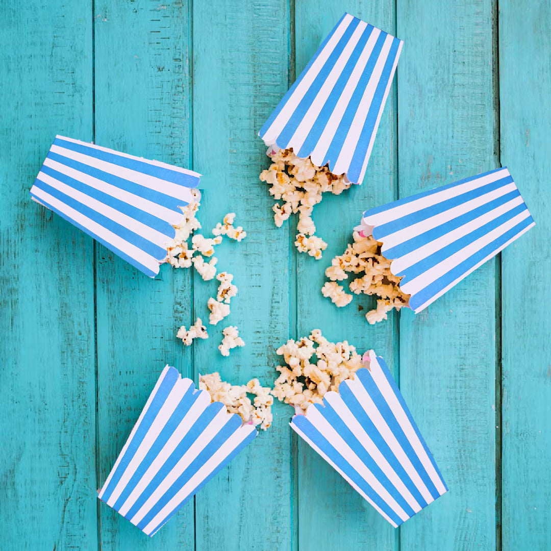 Striped Popcorn Holders Blue - 10PC