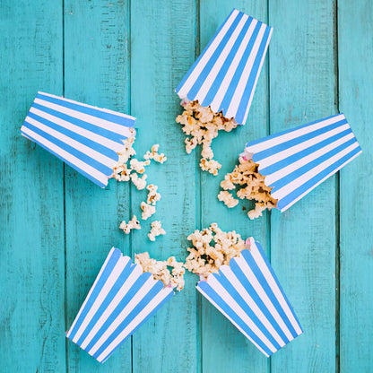 Striped Popcorn Holders Blue - 10PC