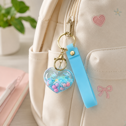 Heart Beads Keychain Blue Strap - Cute Bag Charm for Girls | Wanna Party - Image 7