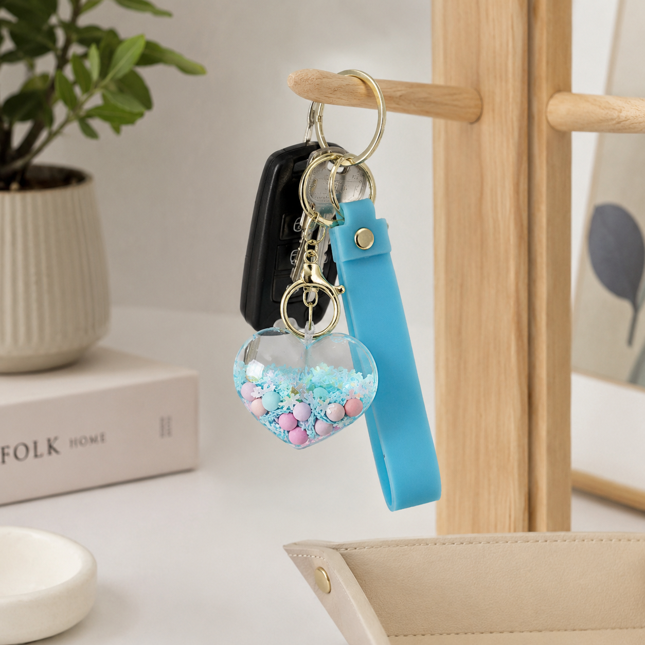 Heart Beads Keychain Blue Strap - Cute Bag Charm for Girls | Wanna Party - Image 8