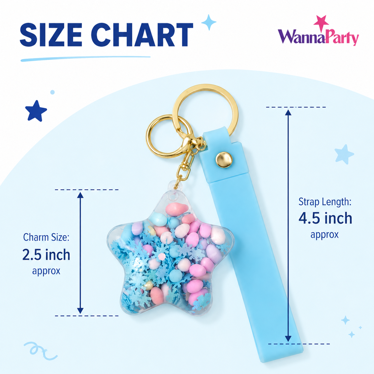 Star Beads Keychain Blue Strap - Cute Bag Charm for Kids | Wanna Party - Image 4