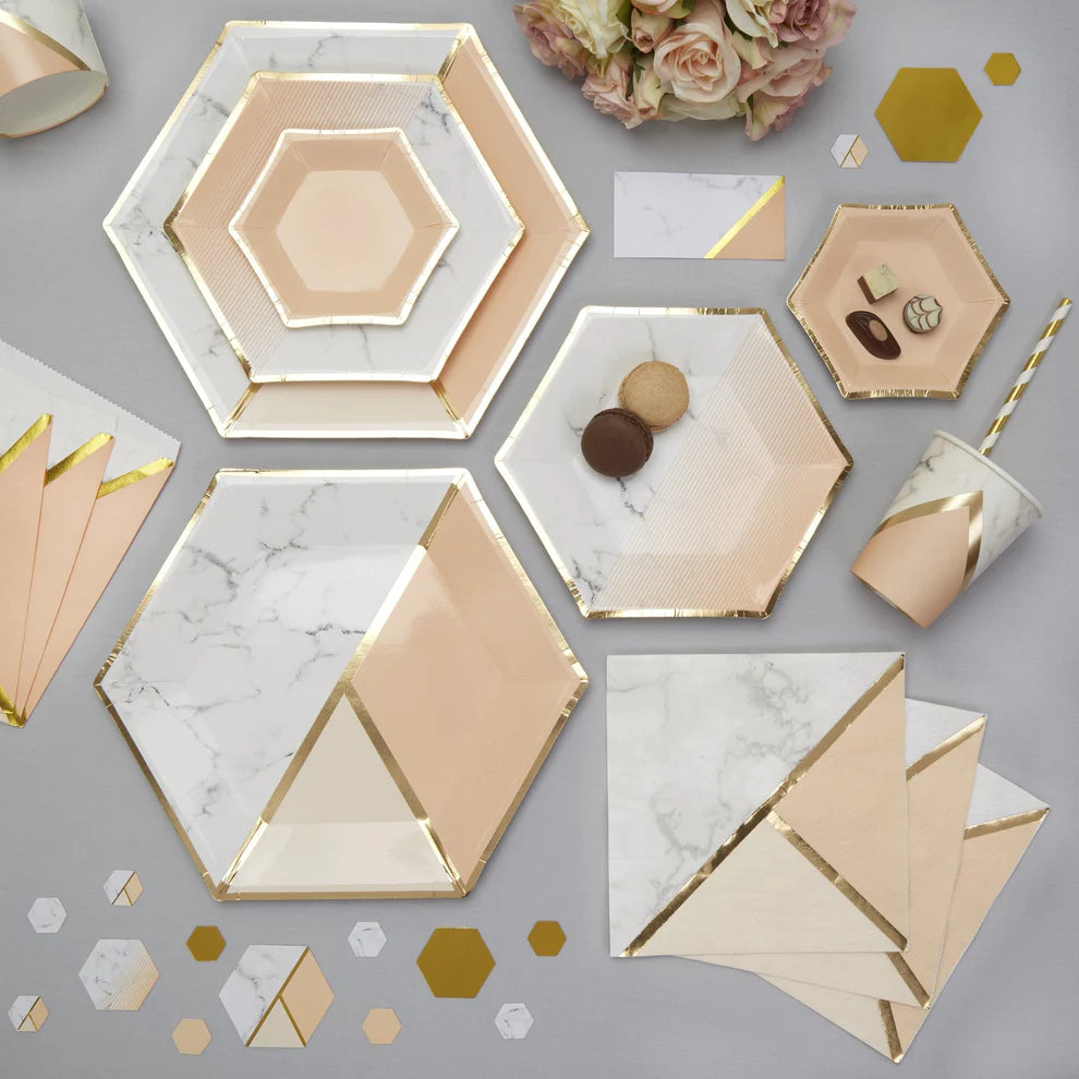 Rose Gold & Gold Paper Napkins - 16PC