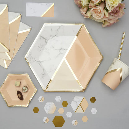 Rose Gold Hexa Shaped Plates 9" - 10PC