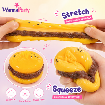 Cute Burger Taba Squishy Toy | Soft Slow Rebound Food Shaped Squeeze Toy for Kids, Stress Relief Toy, Party Favors, Return Gifts, Loot Bags & Pinata Fillers – 1PC