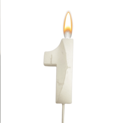 Metallic White Numerical No. 1 Stick Candle