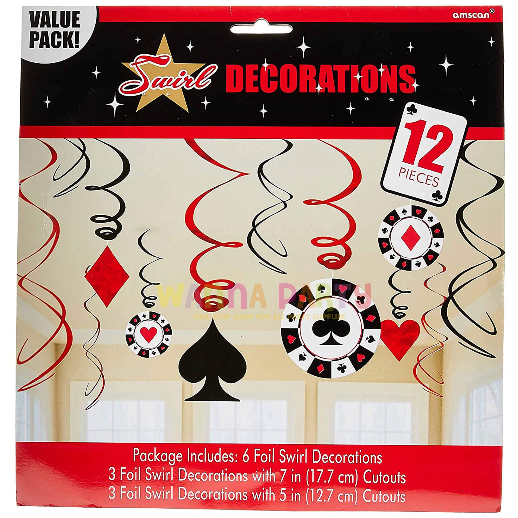 Casino Swirl Decoration - 12 PC