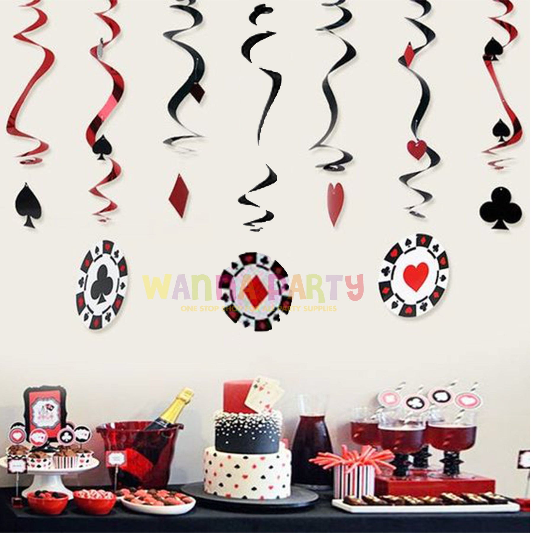 Casino Swirl Decoration - 12 PC