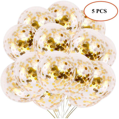 Transparent Balloons with Gold Confetti 12" - 5PC