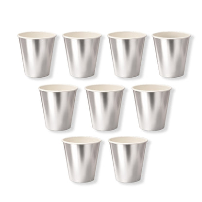Metallic Silver Paper Cups - 10PC - 250ML