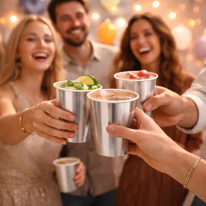 Metallic Silver Paper Cups - 10PC - 250ML