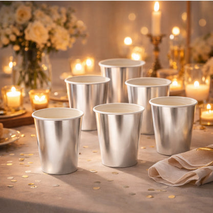 Metallic Silver Paper Cups - 10PC - 250ML