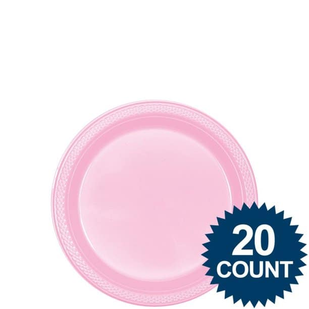 Light Pink Plastic Dessert Plates 7" - 20CT