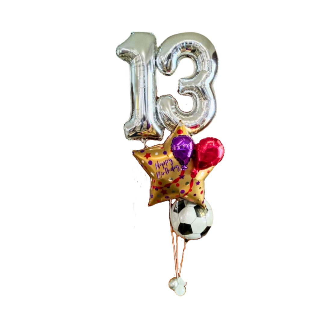 Balloon Bouquet - 13th Birthday (w/ Helium Gas)