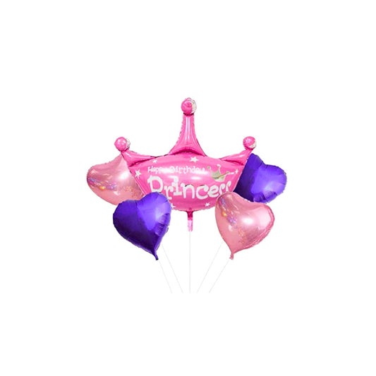 Happy Birthday Princess Crown Set Of 5  (w/ Helium Gas)