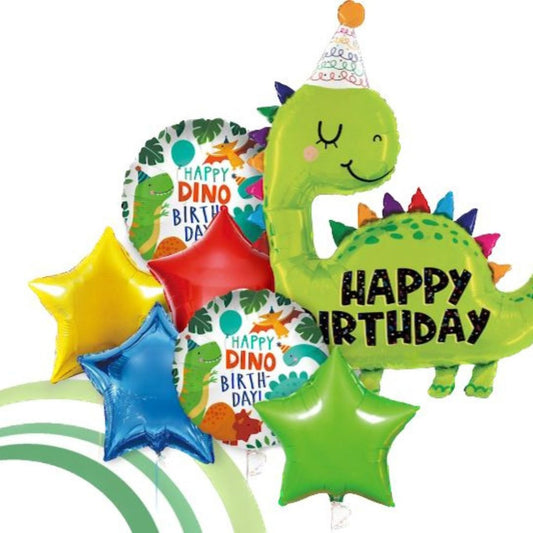 Happy Birthday Dinosaur Balloon Set of 7PC ( w/ Helium Gas )