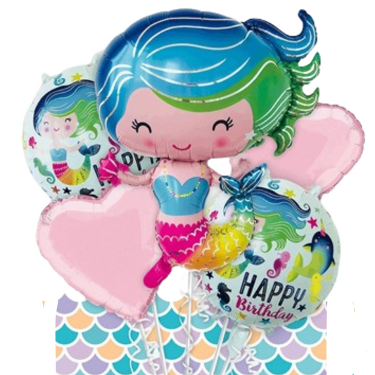 Mermaid Foil balloon Set Of 5 ( w/ Helium Gas)