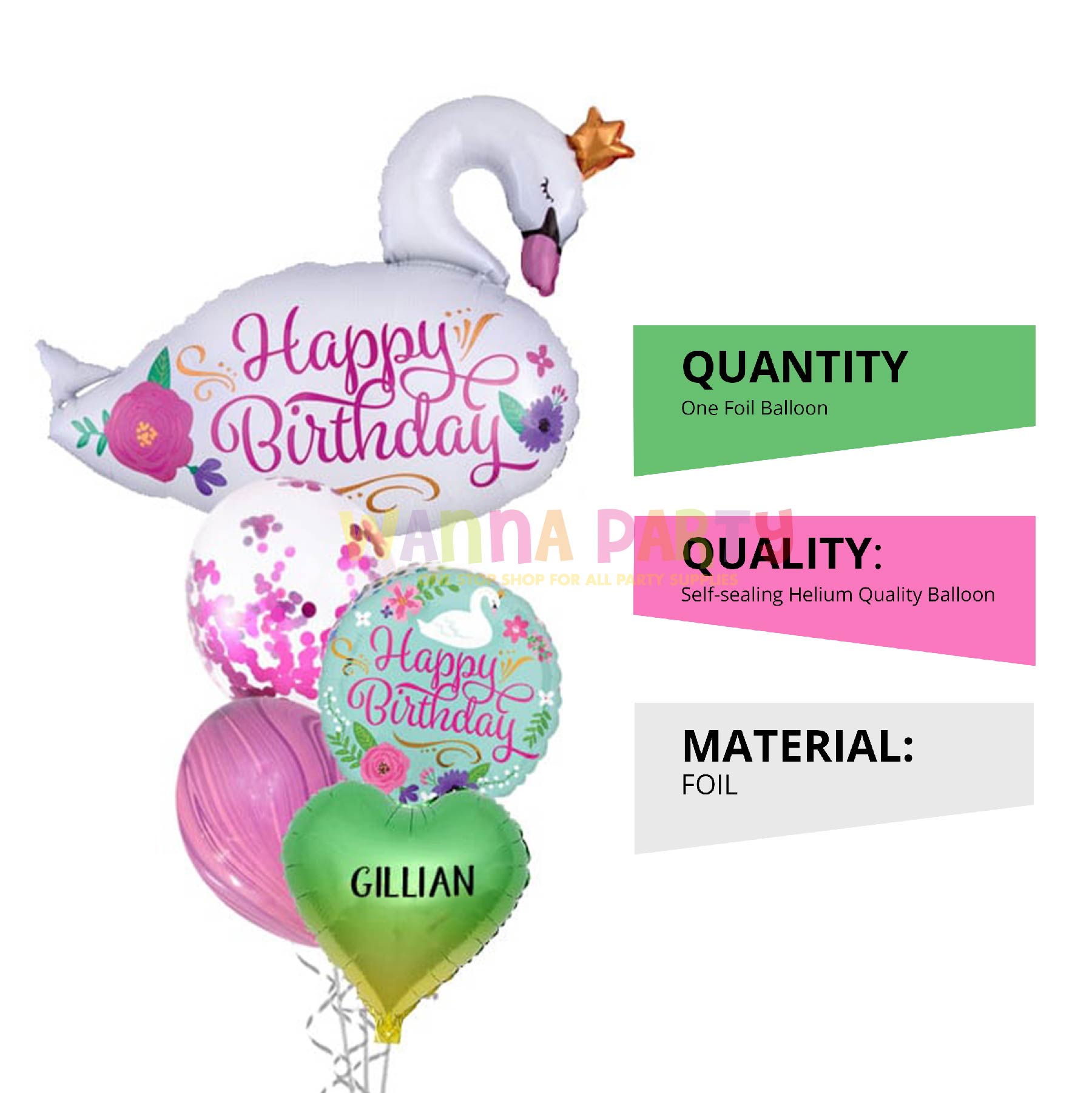 Happy Birthday Swan Balloon 29" P35