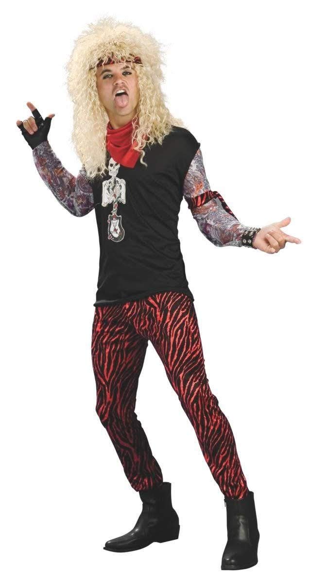 Rock & Roll Funky Printed Costume w/Pants, Red Bandana & Headband - Set of 6PC
