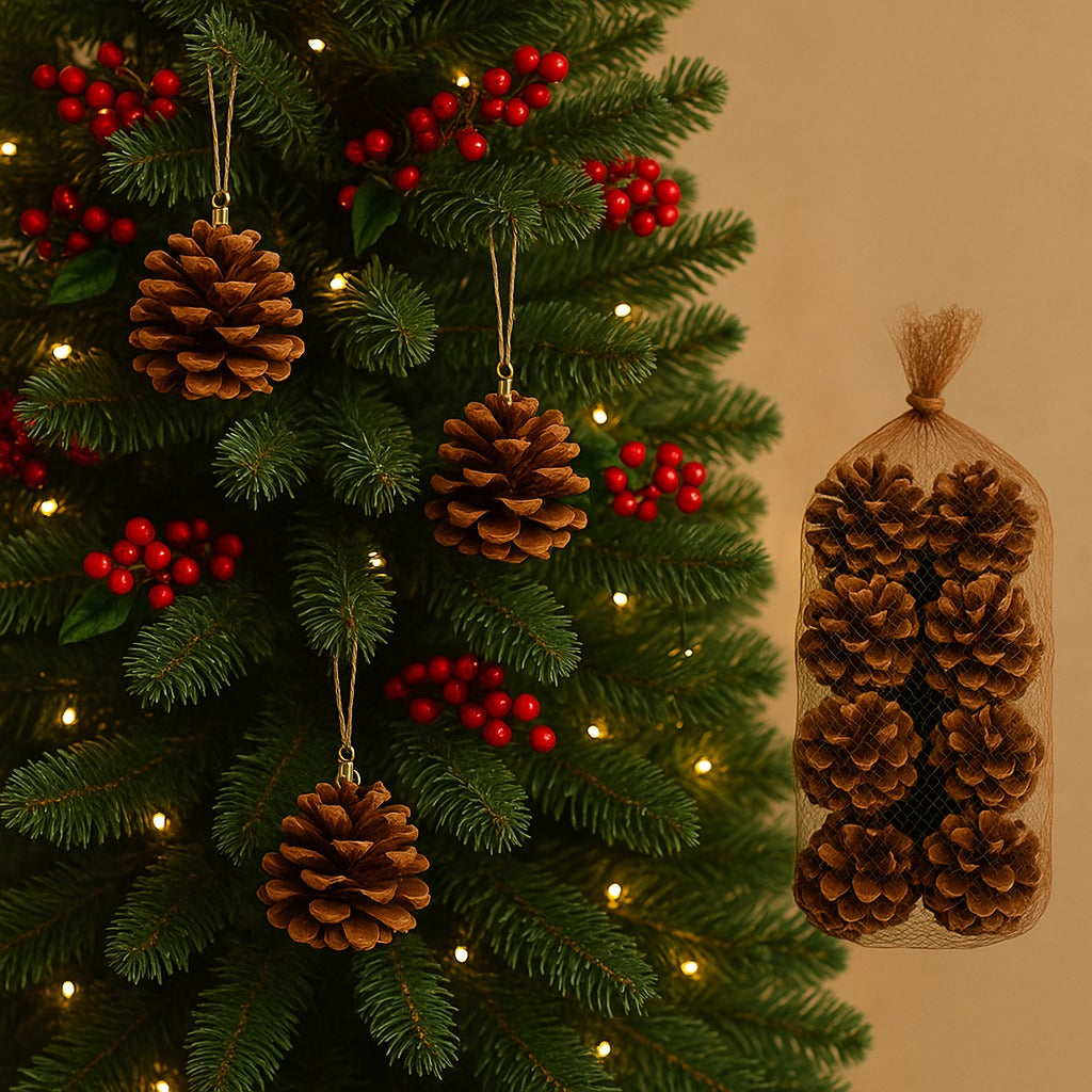 Pine Cone Hanging for Tree Decorations - 8PC