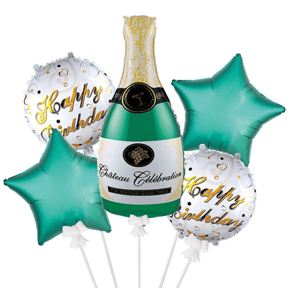 Champagne Happy Birthday Balloon Set of 5