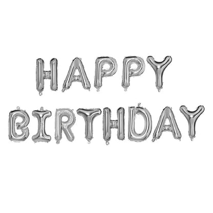 Happy Birthday Letter Silver Foil Balloons (13 Letters)