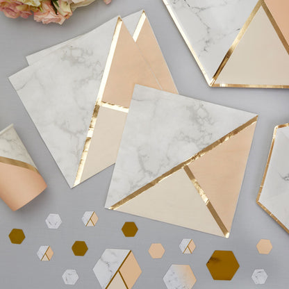 Rose Gold & Gold Paper Napkins - 16PC