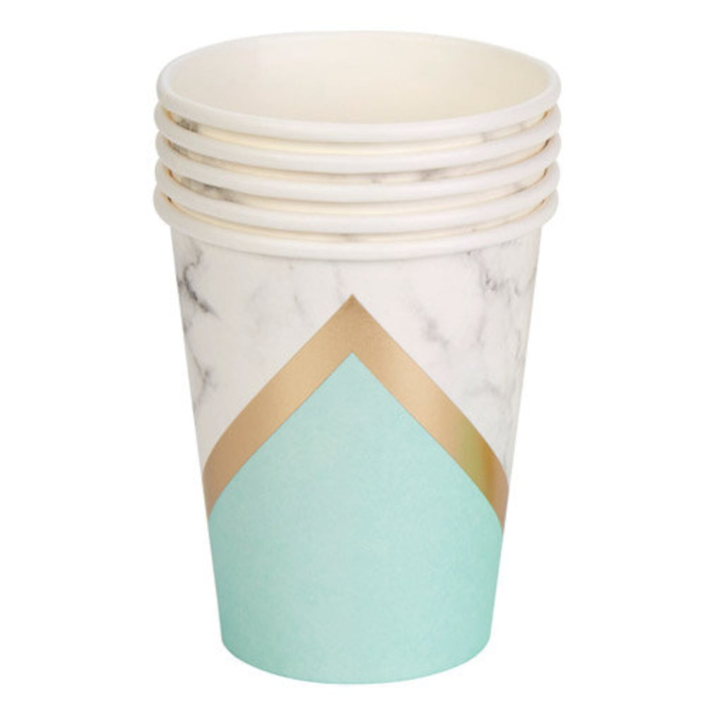 Paper Cups Aqua Blue Gold - 10PC