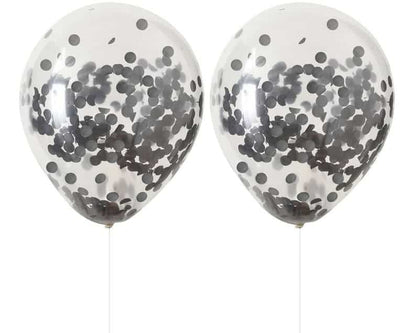 Transparent Balloons with Black Confetti 12" - 5PC