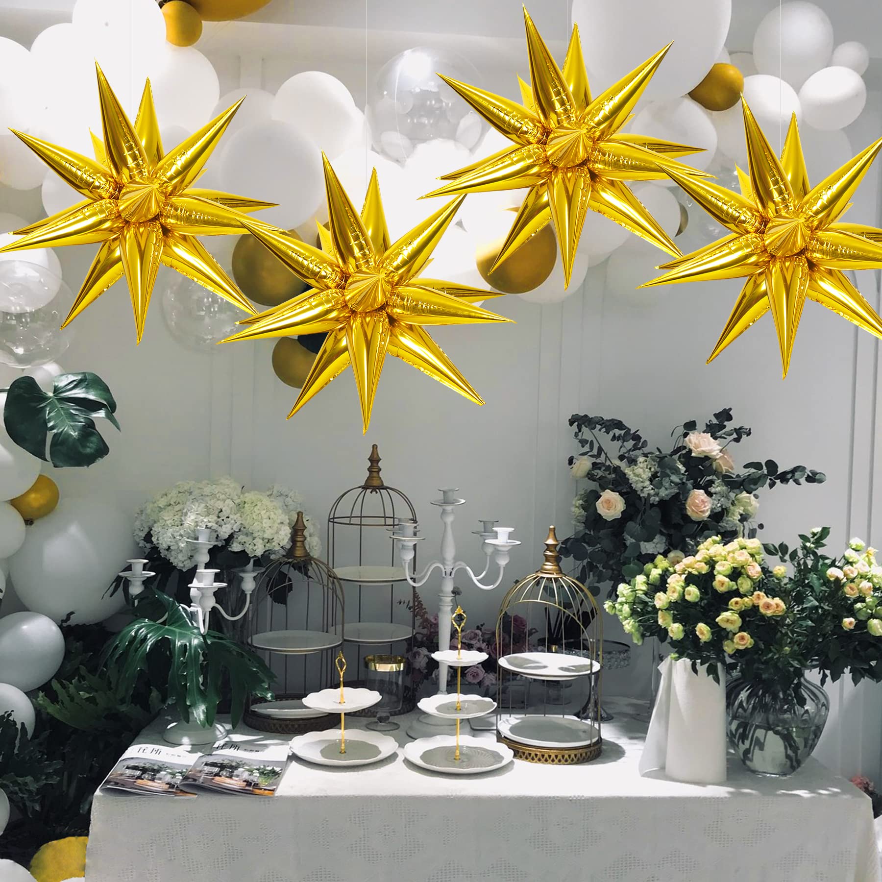 Exploding Golden Star Balloon Hanging - 5D 26"