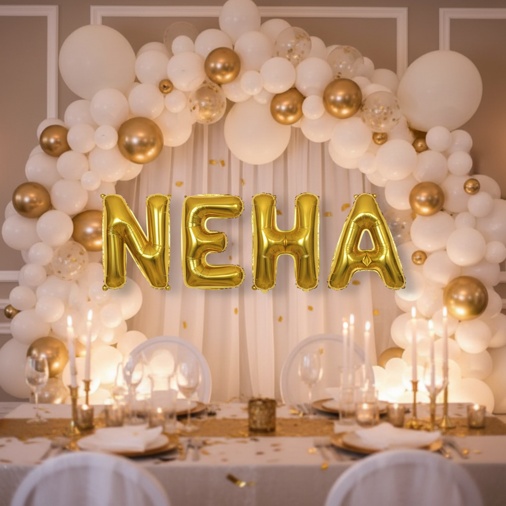 Gold Letter N Balloon - Personalised Name Display