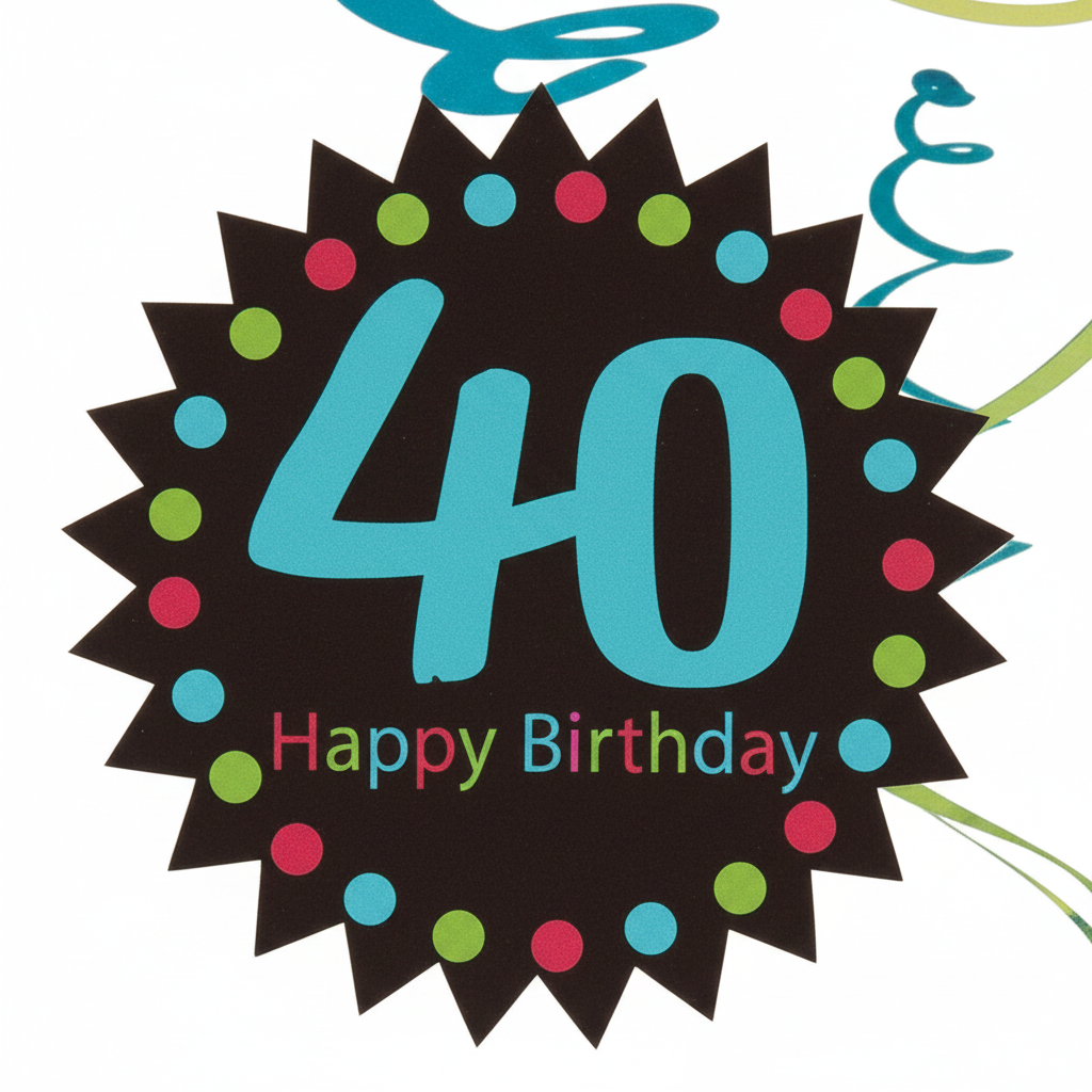 40th Birthday Swirl Decoration close up cutout detail
