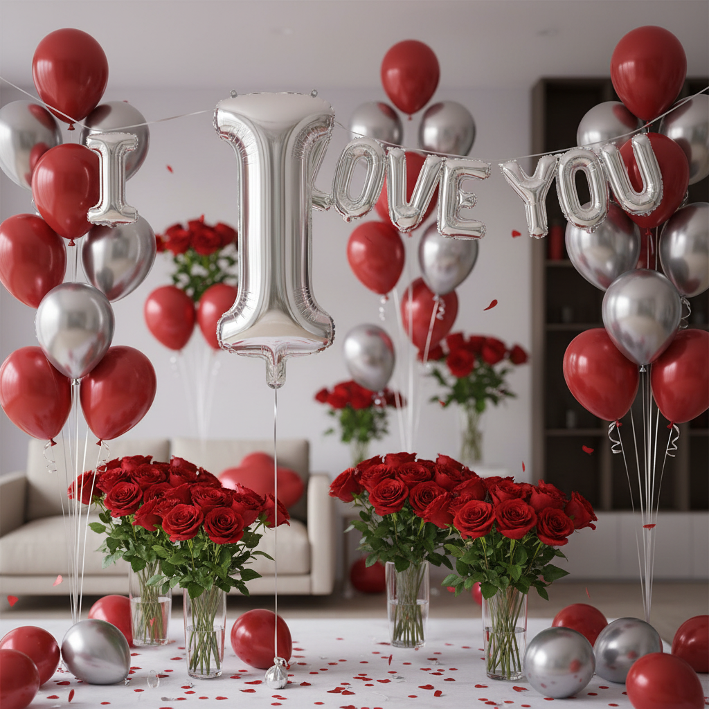 Silver Letter I Balloon - I Love You Romantic Decoration