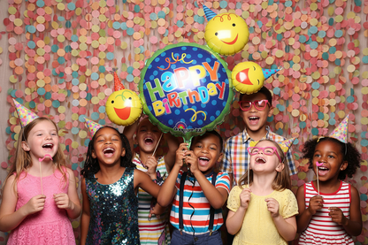 Happy Birthday Smile Faces Balloon - Kids Photo Booth