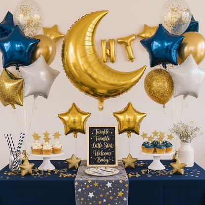 Golden Moon Balloon - Celestial Baby Shower