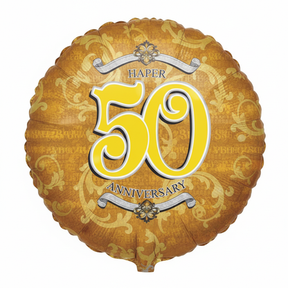 50 Gold Anniversary Balloon - Side Angle
