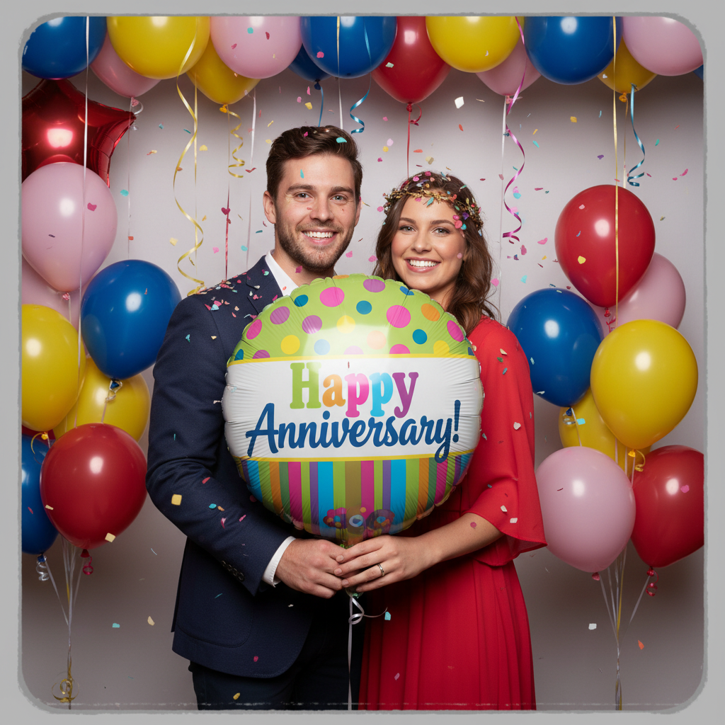 Happy Anniversary Balloon - Couple Photo Booth