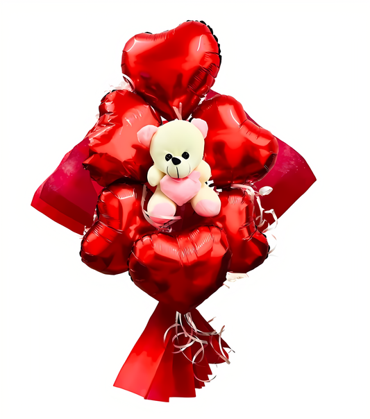 Valentines Red Heart with Teddy - Set of 6