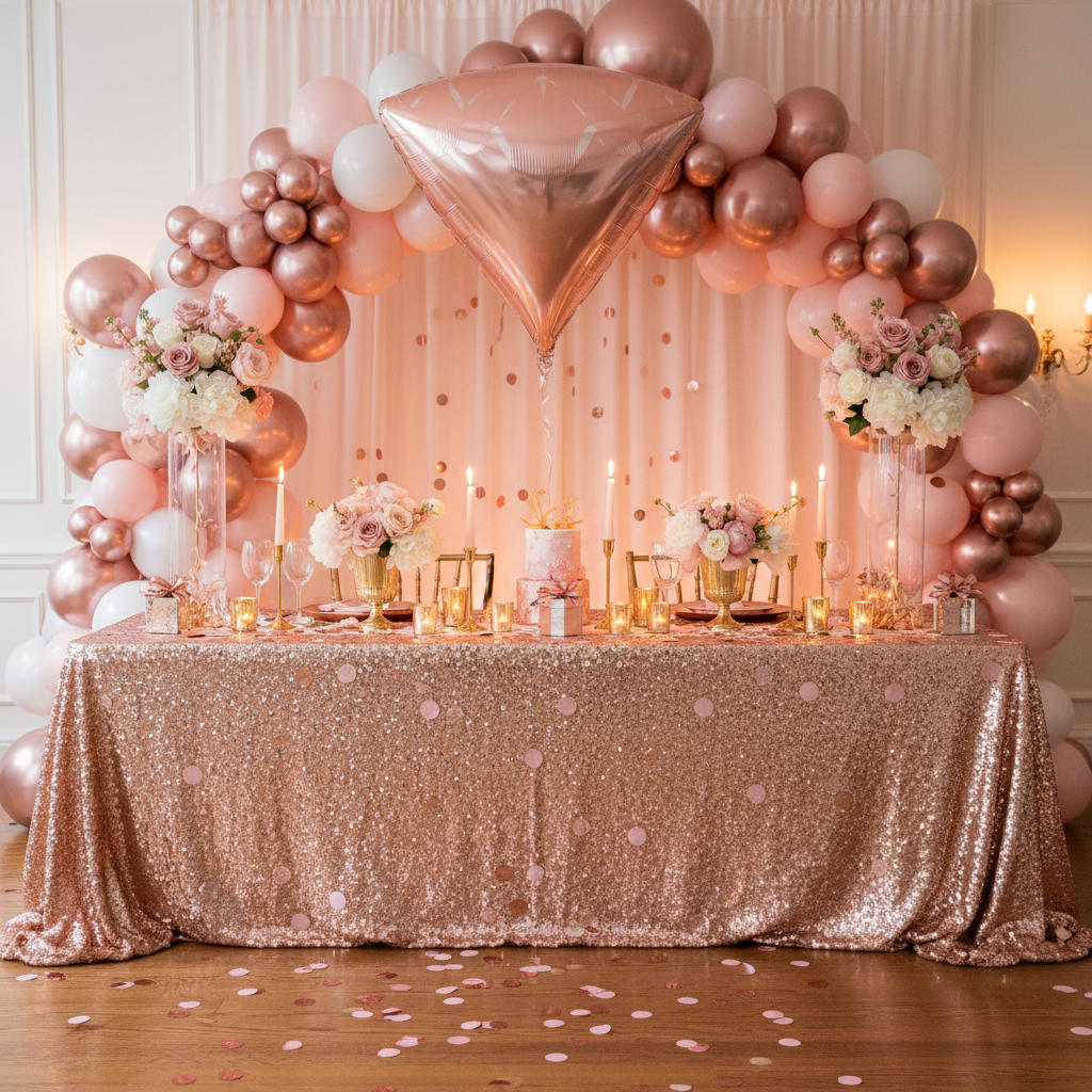 Rose Gold Diamond Balloon - Birthday Party