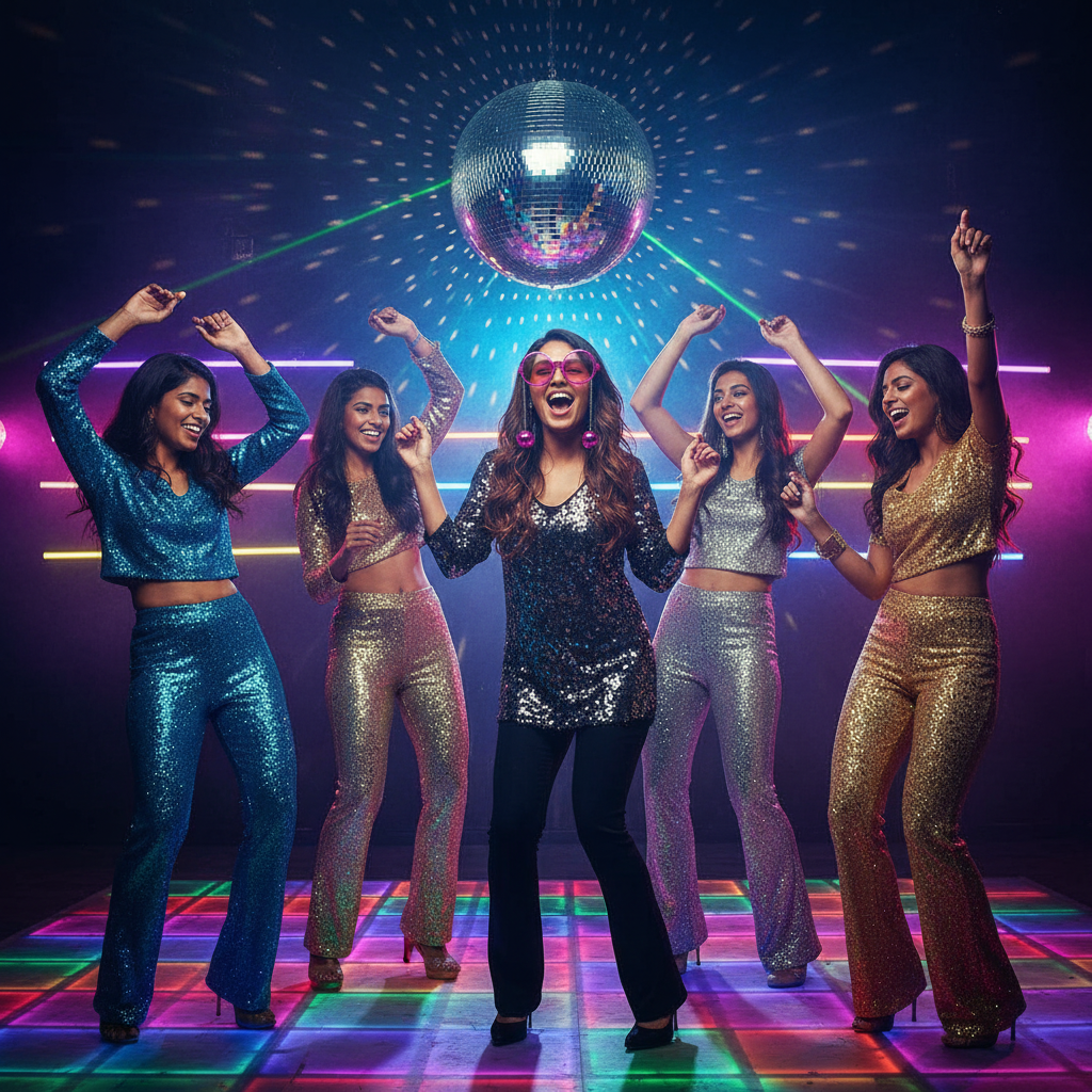 Pink disco ball shades group disco party