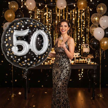 Sparkling 50th 3D Foil Balloon - Birthday Celebration