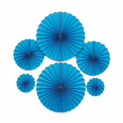 Blue Paper Fan Decoration Set of 6 - Birthday Party Decor | Wanna Party - Image 5