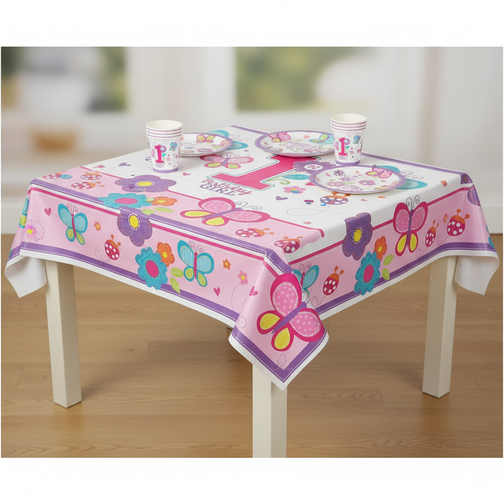 Butterflies Flowers Tablecover 3/4 angle