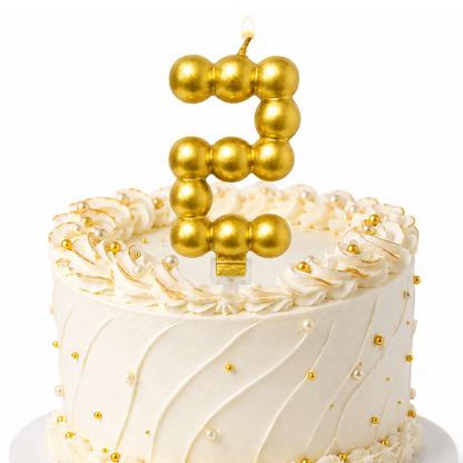 Golden Vector Dots Numerical Candle Number 2 | Fancy Birthday Candle for Cake Cutting