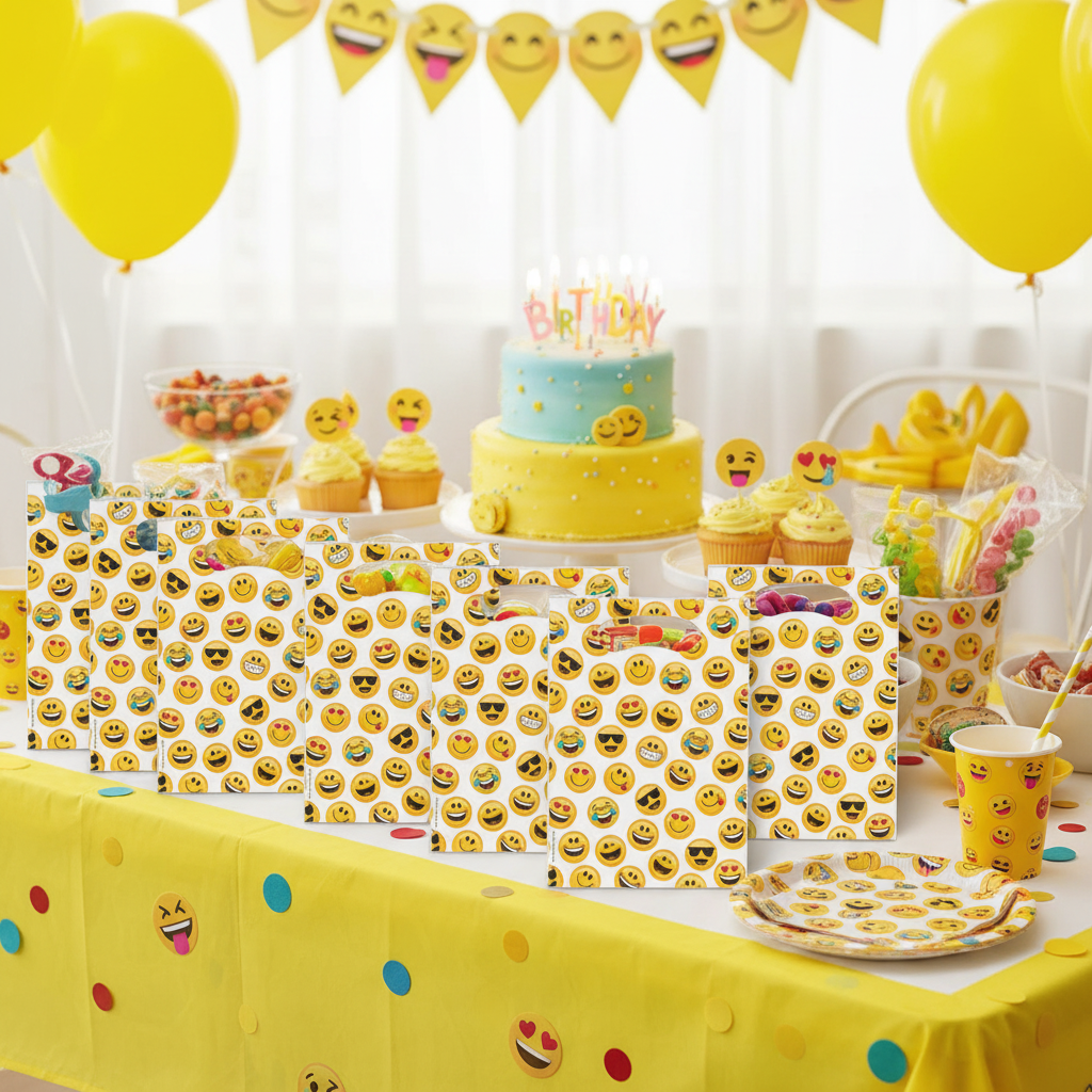 Emojis Loot Bags as Return Gift Display at Kids Birthday Party