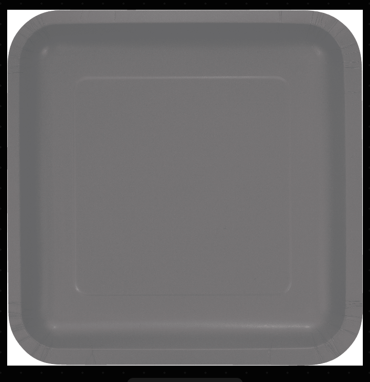 Square Grey Paper Plates - 9 inches - 8PC